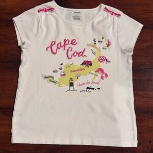 Gymboree White Cape Cod Graphic Tee with Pink and Yellow Accents, Girls 9, EUC